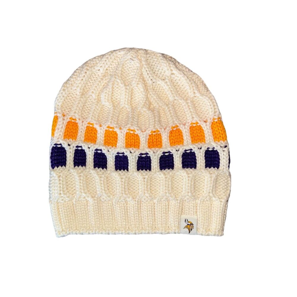 Minnesota Vikings Beanie Hat Knit Cable Winter Cap Reebok NFL Team Apparel